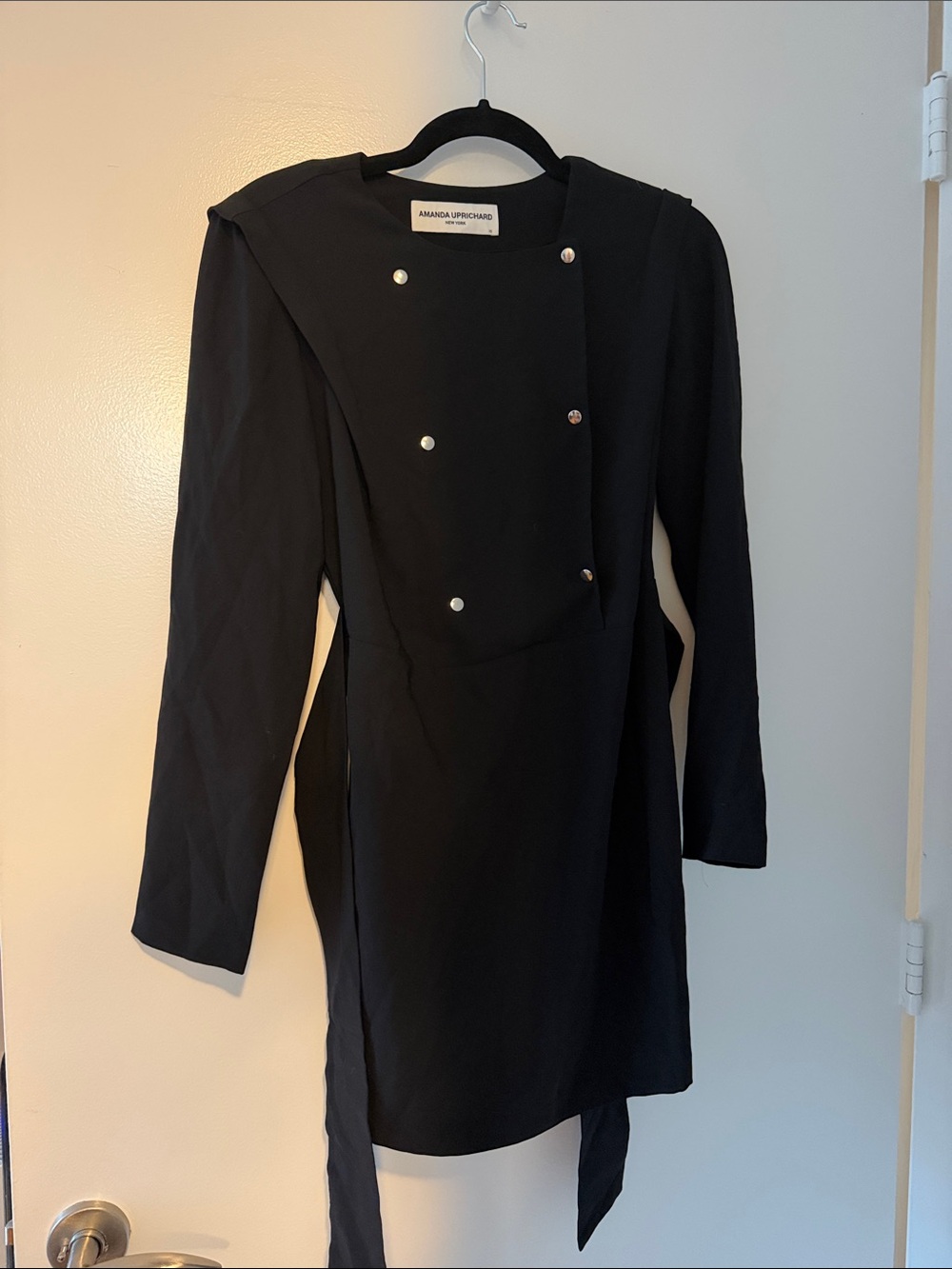 Amanda Uprichard Black Long Sleeve Dress with Silver Buttons